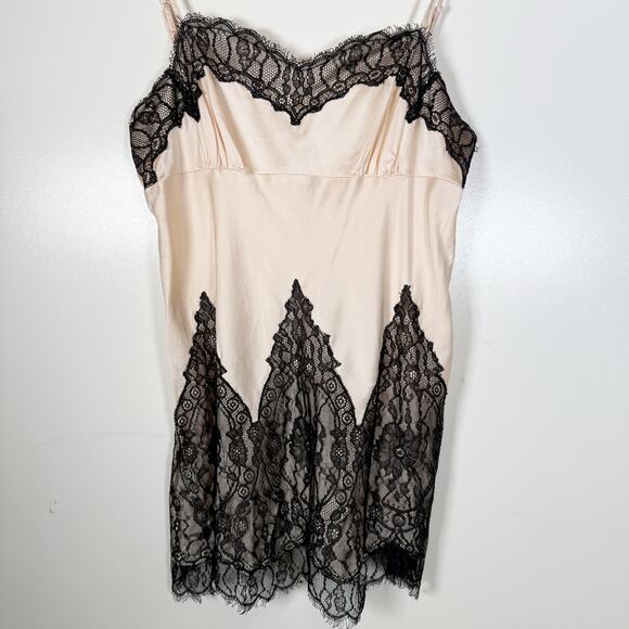 Victoria’s Secret Silk Lace Slip Dress Glam Romantic Black Nude L Nightwear - Picture 8 of 12